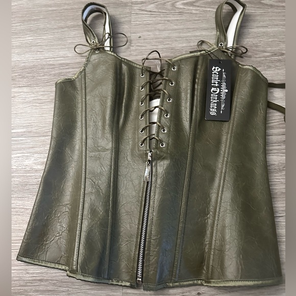 NWT| Olive Green Leather Boned Bustier 🫒 - Picture 8 of 11